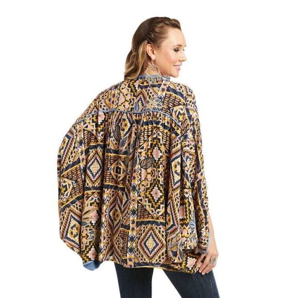 Ariat Multi Color Women's Social Kimono Top Women's One Size - Picture 9 of 11